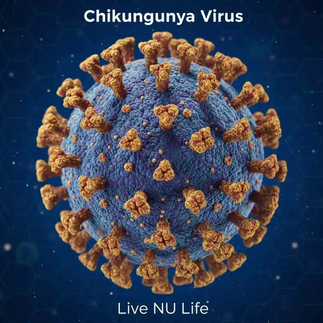 Mosquito transmitting the chikungunya virus to a human.