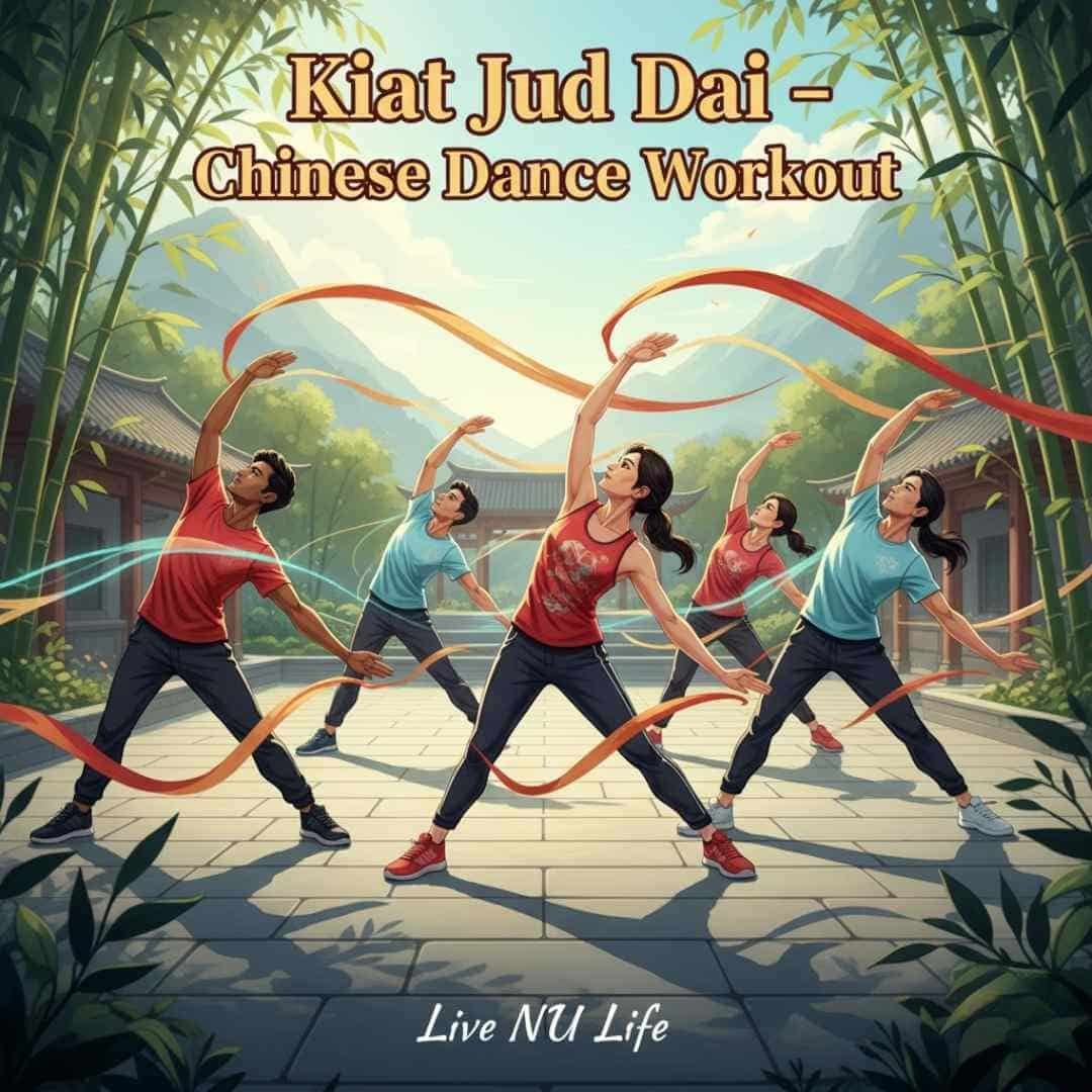 Women performing Kiat Jud Dai traditional Chinese dance workout.