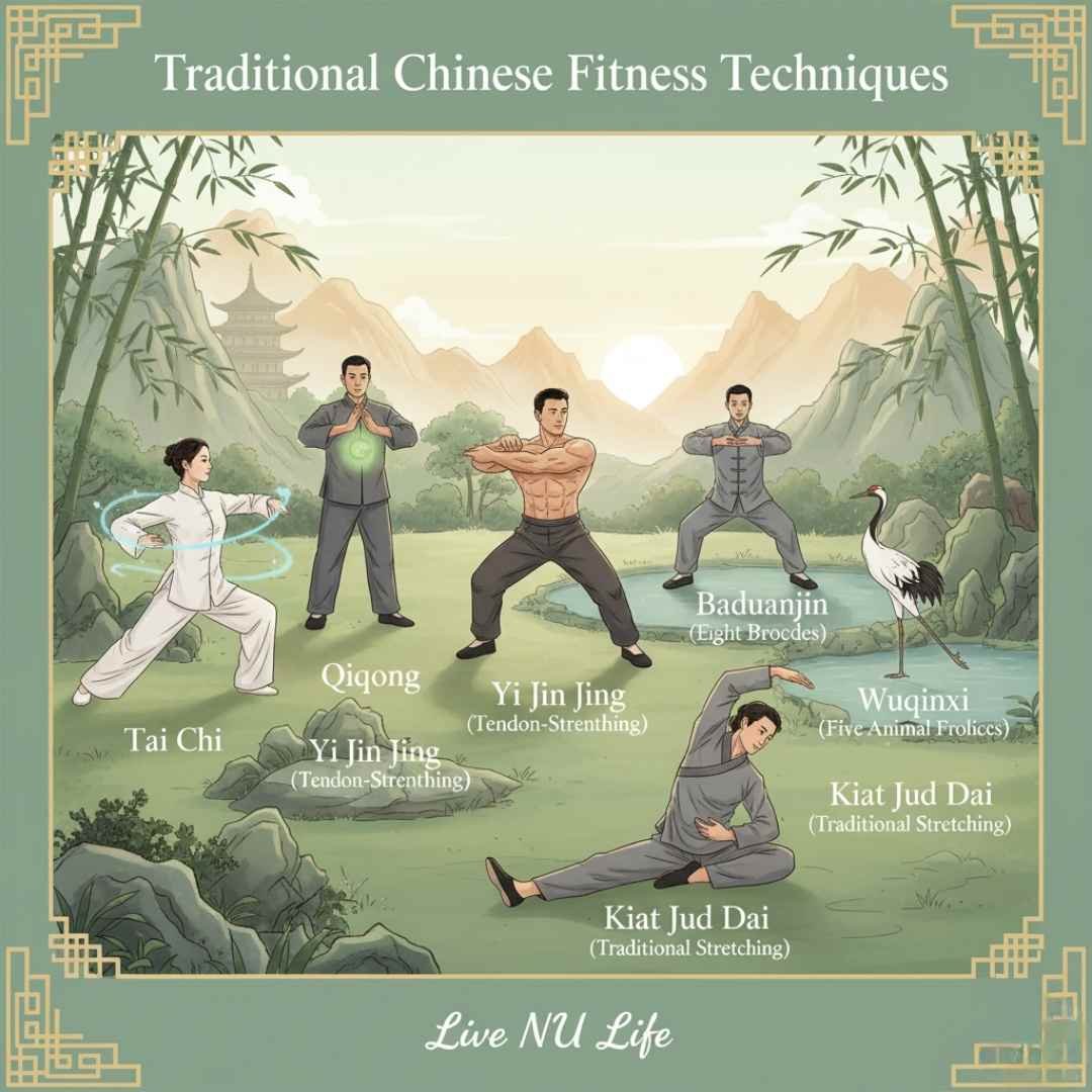 Explore Traditional Chinese fitness techniques like Tai Chi and Qigong. Improve balance, energy flow, and overall wellness through ancient practices.