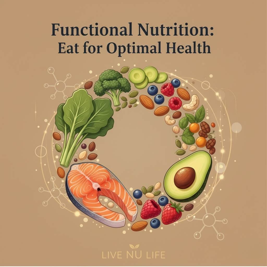 Healthy plate with colorful whole foods representing functional nutrition for optimal health.