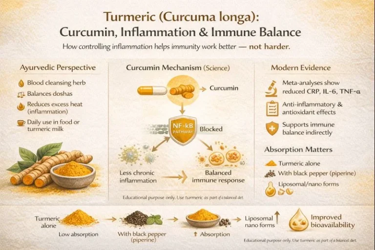 4. Turmeric (Curcuma longa) – Curcumin, Inflammation, and Immune Balance