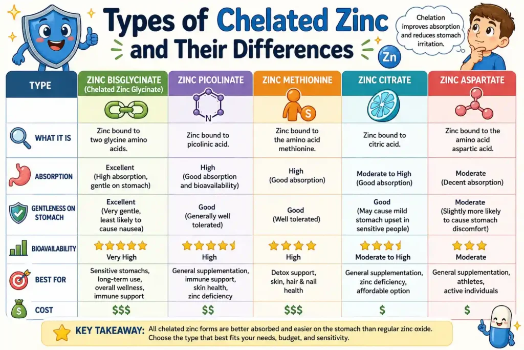 Types of Chelated Zinc and Their Differences