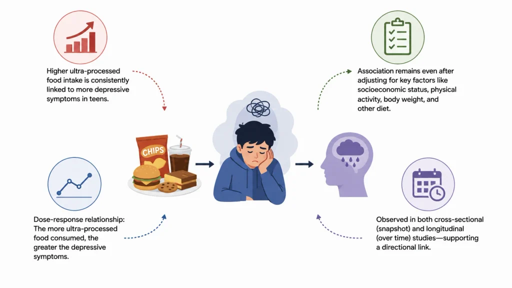 What 18 Studies Show About Ultra-Processed Food and Teen Mental Health